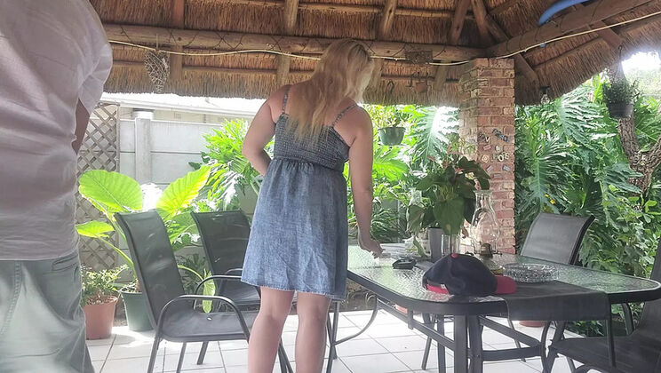 Hot Blonde Neighbor Wife Gets Creampie Fucked on Patio - Homemade Amateur Sex