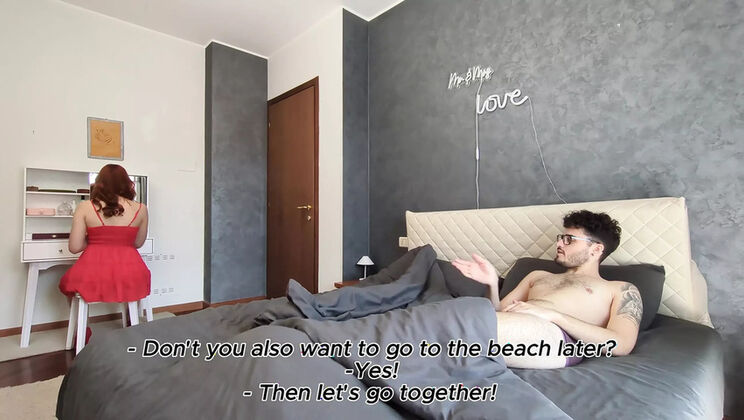 POV Fucking My Slutty Redhead Stepmom in Bed - Creampie & Doggy Style (Eng Sub)