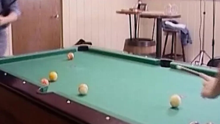 Sexy German Brunette Gives Hot Blowjob by Pool Table