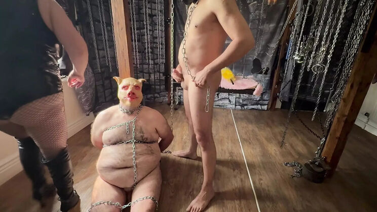 British Femdom Humiliation - Slave Wanks on Piggy's Face in HD - Part 3