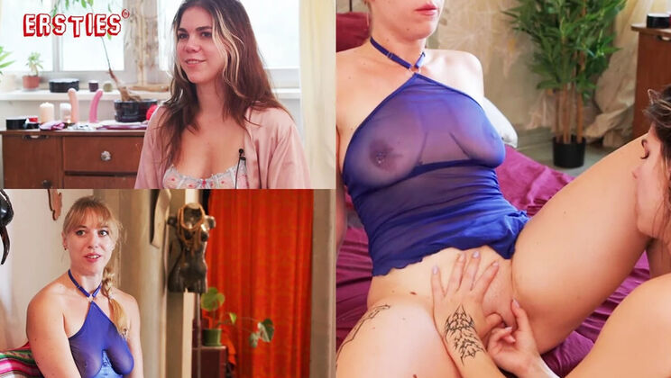 Hot German Lesbians Kitty & Dina - Rough Fingering & Pussy Eating - Big Tits, Shaved Pussy