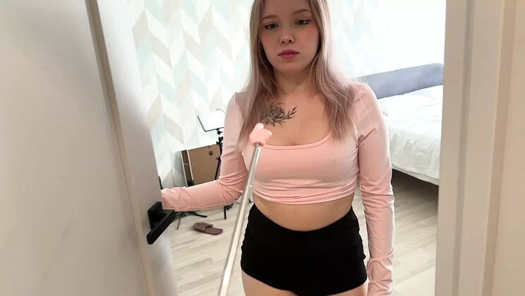 Stepbro Fucks Me Hard with PickMe-Stick - 18yo Teen with Big Tits Gets Rough Creampie